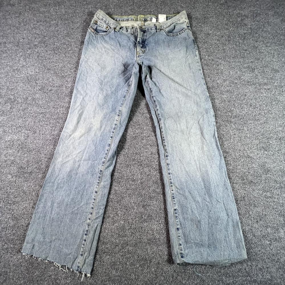 Cruel Girl Bootcut Jeans Women's 13 Blue Cotton Denim Slim-Fit Faded Frayed-Hem